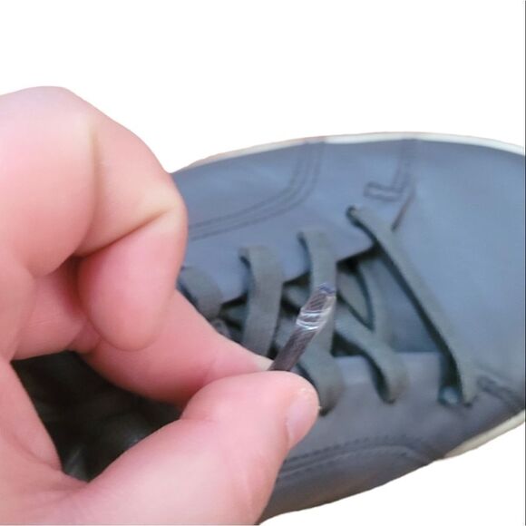 Ecco Grey Leather Lace Up Sneakers - Picture 4 of 6